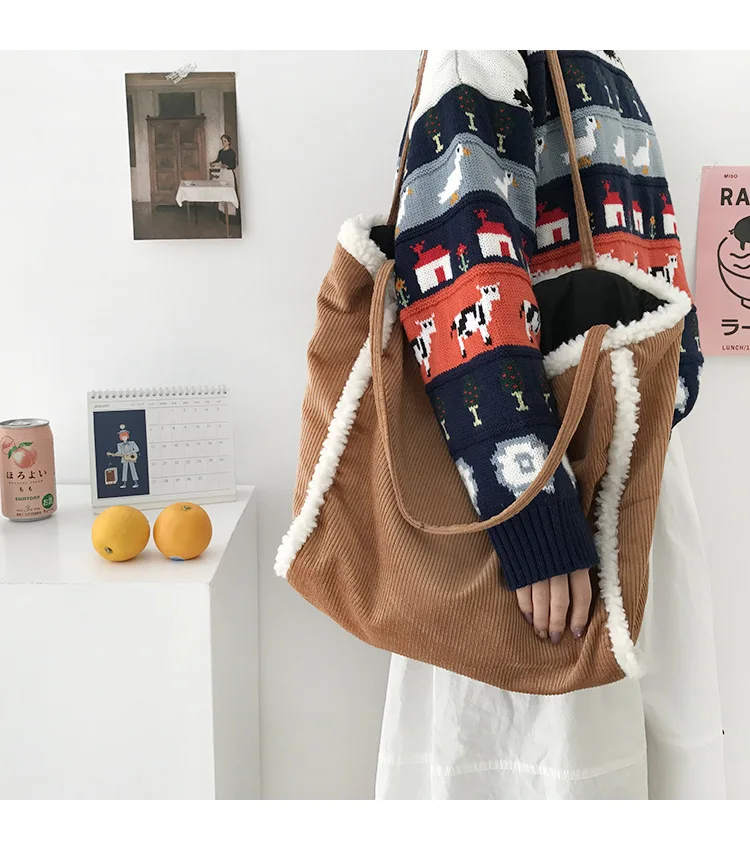 2019 Рождественская зимняя женская сумка через плечо молочный вельвет Лоскутная