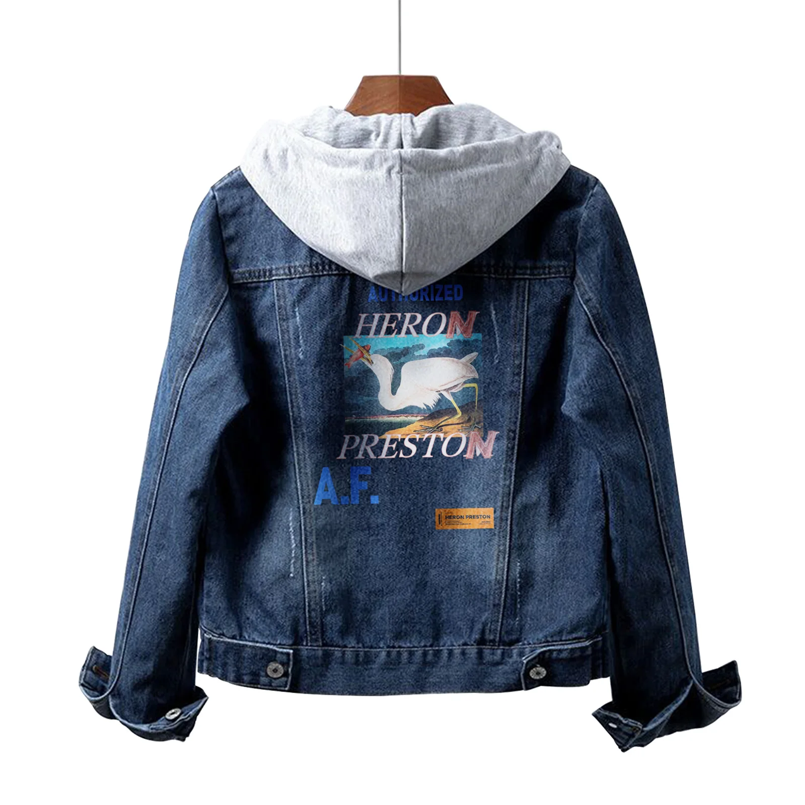 

Swan Print Bargain Coat Women's Denim Jackets 2020 Jacket Spring Woman Winter Fur Clothing Bomber Top Down Hooded With Buttons