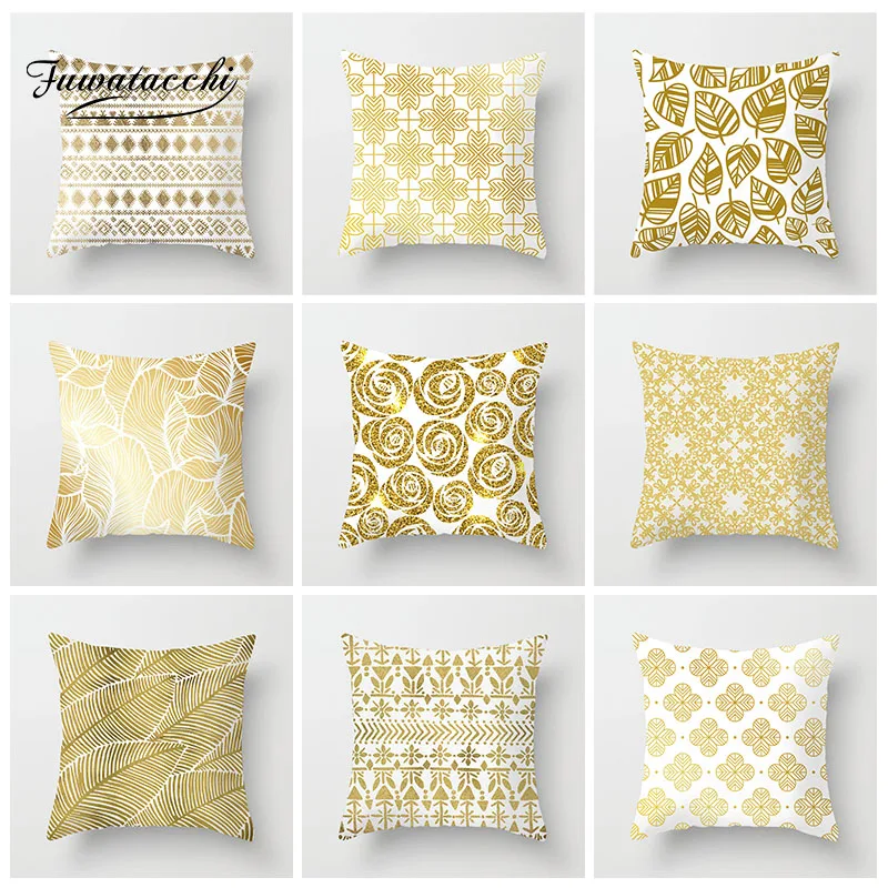 Чехол Fuwatacchi с рисунком Цветочная Подушка золотистая популярная наволочка для