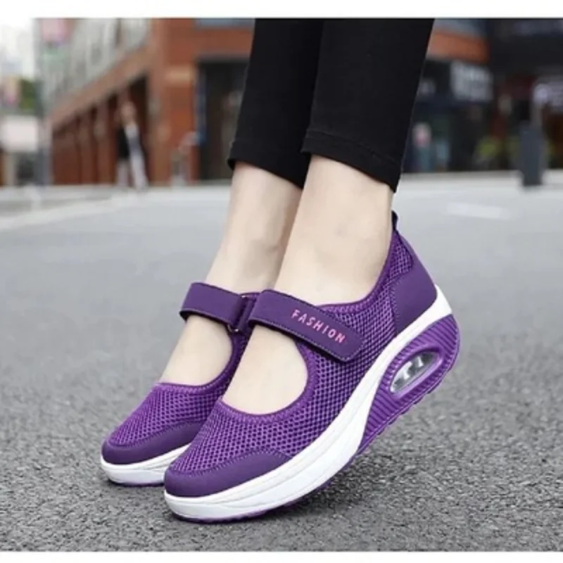 

Plus Size Large Women's Walking Shoes Lightweight Mesh Breathable Sneakers Fashion Casual Shoes Air Cushion Flat Shoes