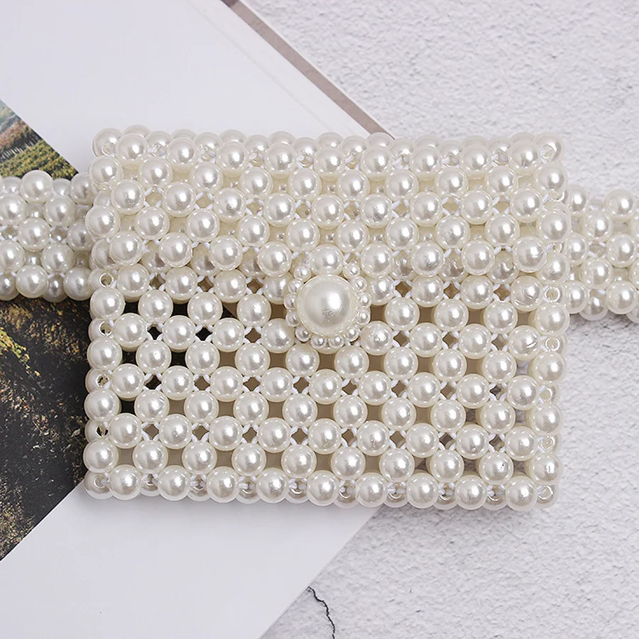 Элегантная поясная сумка DICLOUD с имитацией жемчуга для женщин эластичные Сумки на