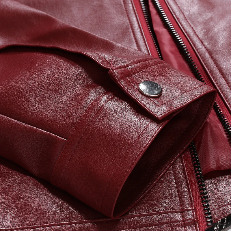 

New Brand Leather Jacket Men Autumn Classic Motorcycle Leather Coat Men Zippers Casual Biker Jacket Red Outwear Oversize 5XL