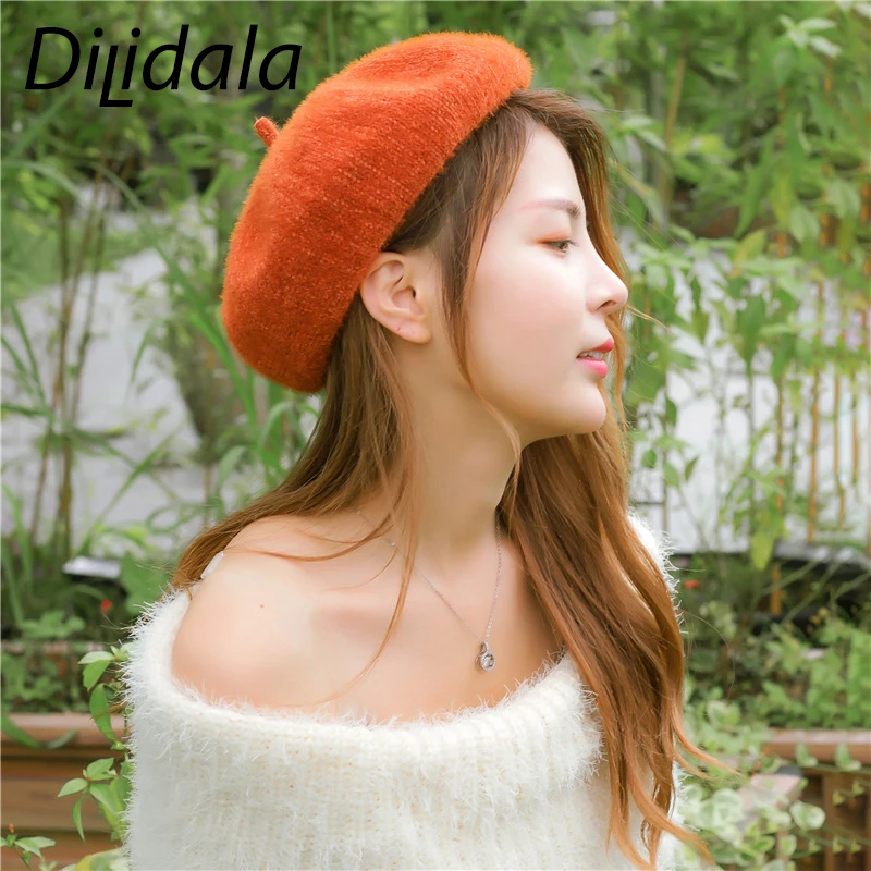 Dilidala осенне-зимний Регулируемый берет для женщин женская шерстяная шапка