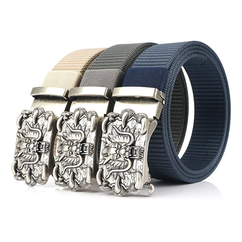 Регулируемый Новый нейлоновый ремень для мужчин модный с автоматической пряжкой