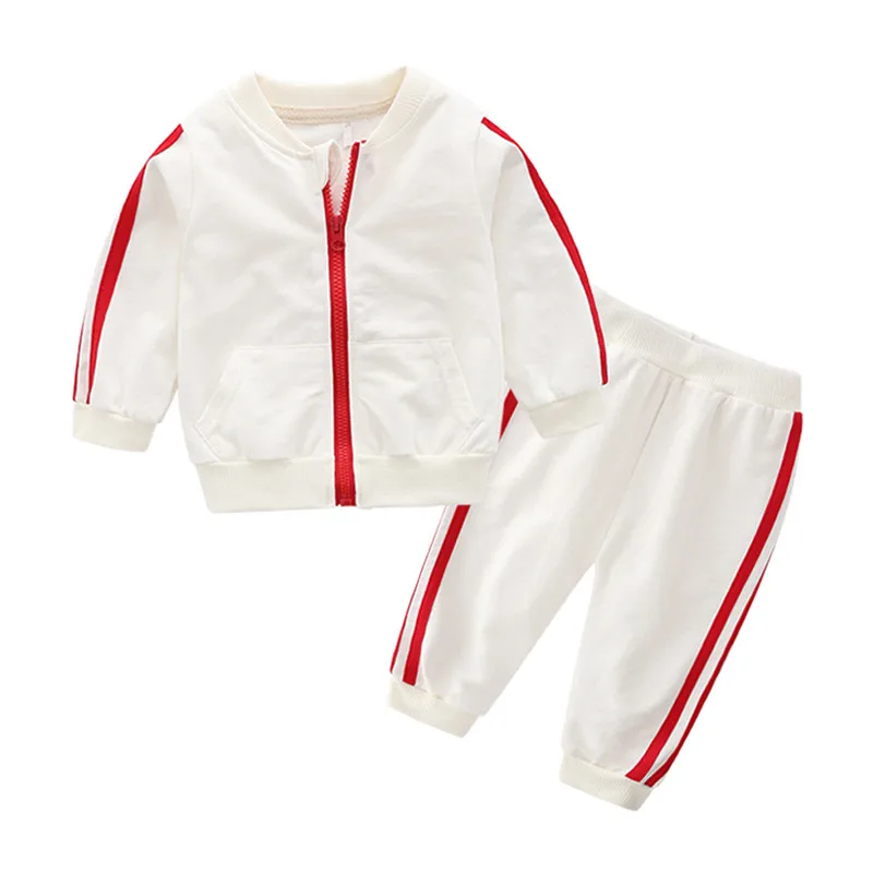 

2021 Autumn Winter Baby Girl Clothes Cotton Long Sleeve Solid Zipper Jacket + Pants 2pcs Bebes Tracksuit Kids Boy Clothing Set