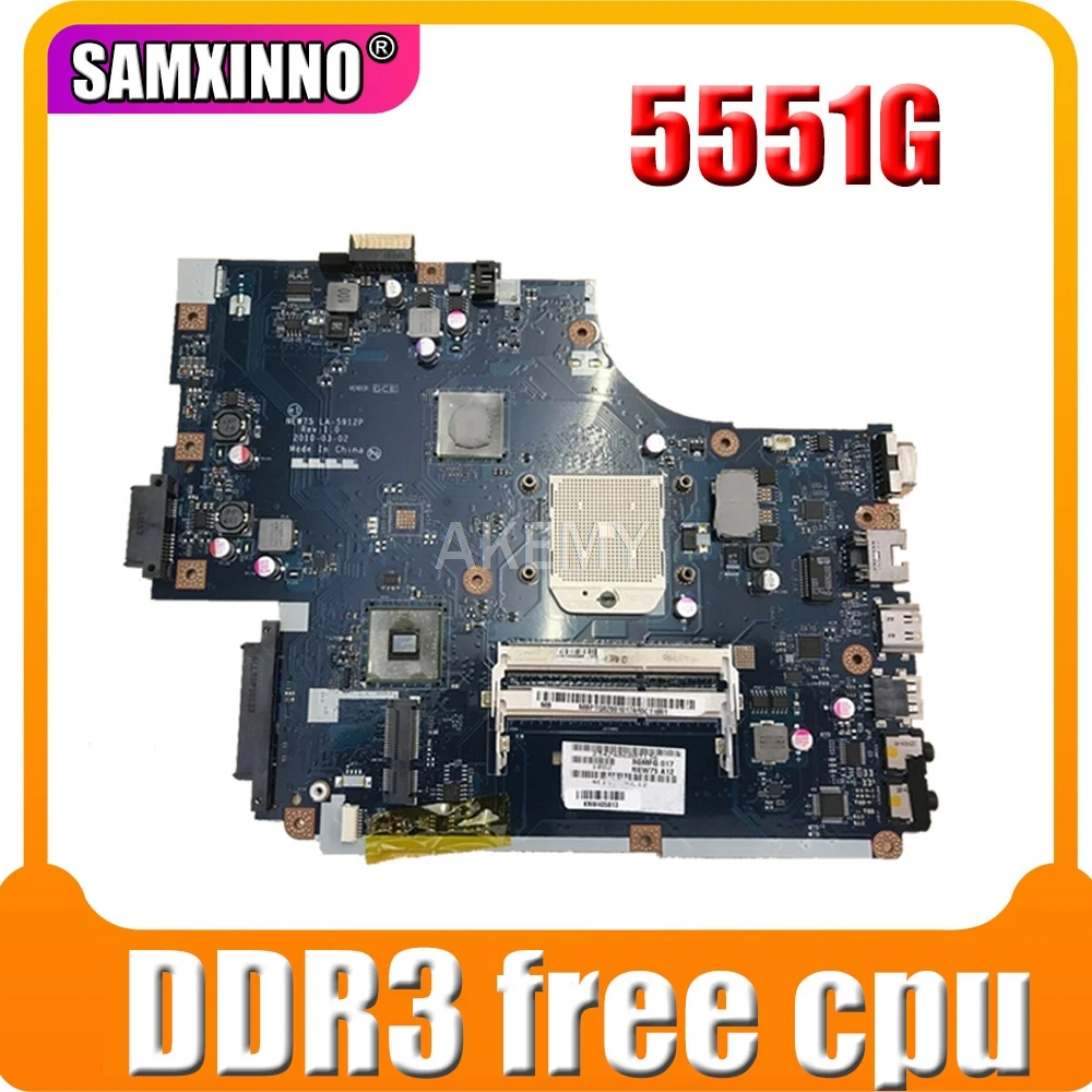 Материнская плата для ноутбука Acer aspire 5551 5551G E640 DDR3 Бесплатный процессор NEW75 LA 5912P