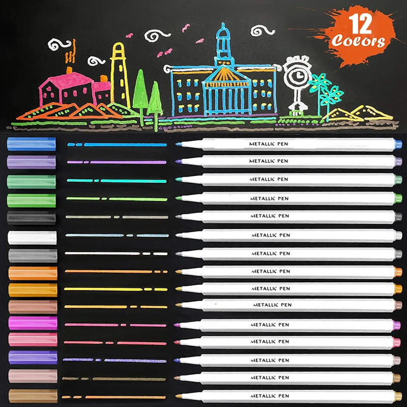 12 цветов подарочная карта водная Цветная кисть набор металлическая ручка для