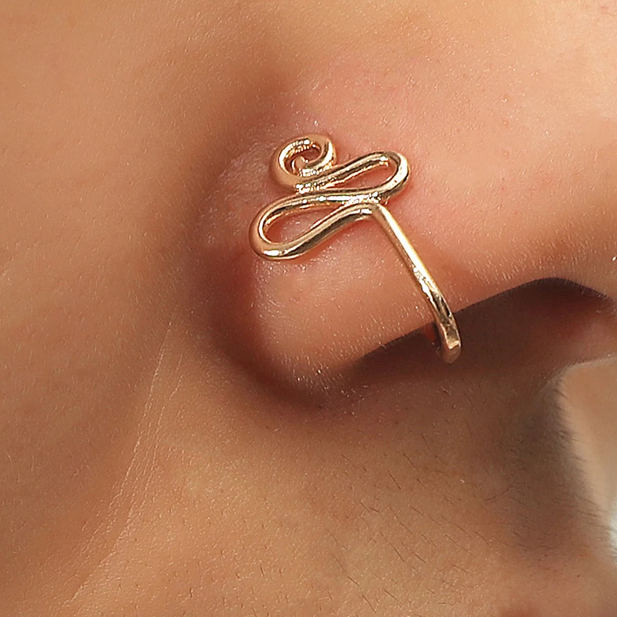 

Original Copper Wire Spiral Fake Piercing Nose Ring 2021 Punk Gold Nose Piercing Jewelry for Women