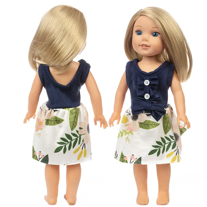 

2021 Одежда для новорожденных подходят дял 18-дюймовой куклы одежда аксессуары с узором из листьев, без рукавов, юбка для малышей, подарок на де...