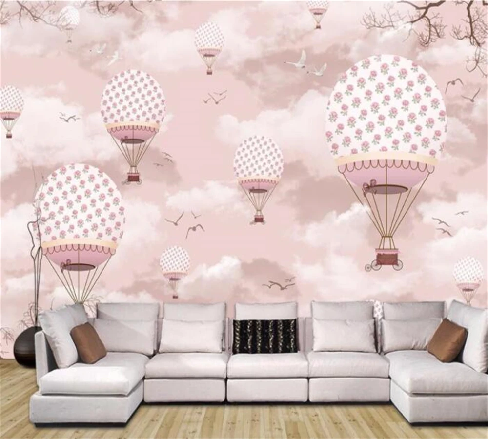 

beibehang Customized fashion wallpaper mural photo personality warm cartoon hot air balloon children wall decoration background