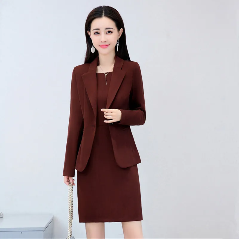 Женский костюм из двух предметов с одной пуговицей Блейзер подходящее платье