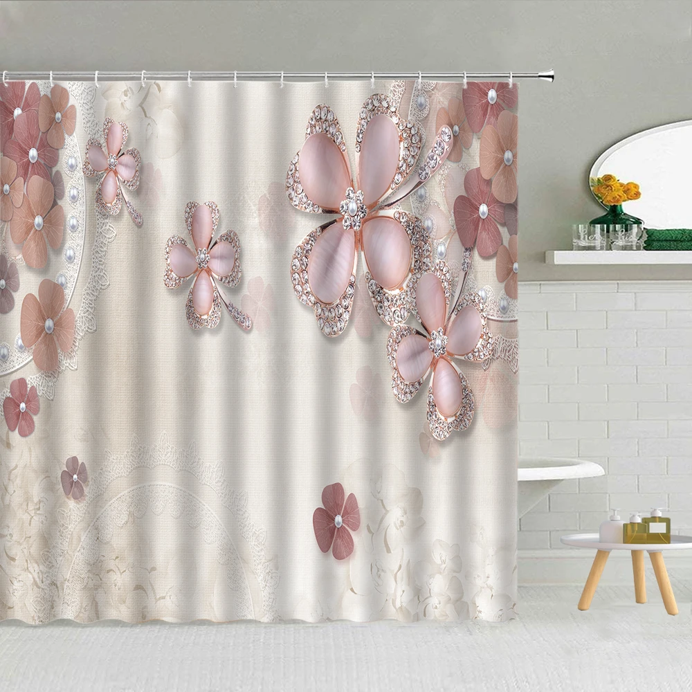 Роскошная занавеска для душа в китайском стиле с бриллиантами и цветами