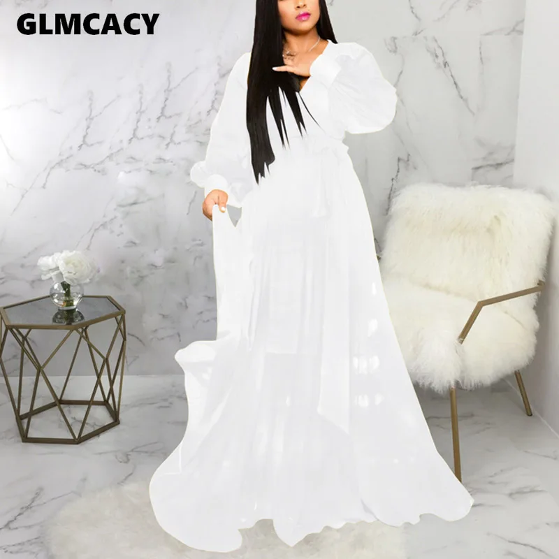 Женское Повседневное платье с v образным вырезом и поясом длинным рукавом