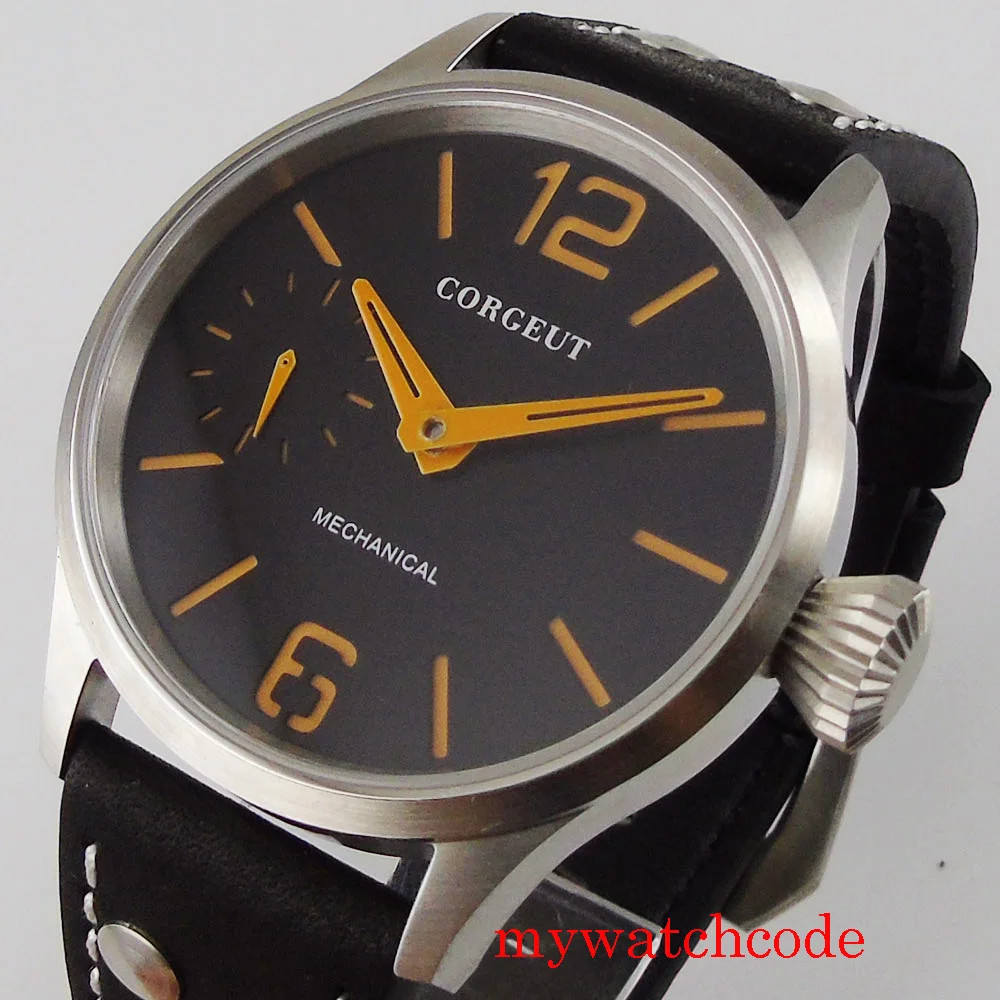 

Новые 44 мм механические 17 драгоценностей с ручным заводом мужские часы с сапфировым кристаллом кожаный ремешок прозрачный чехол на заднюю ...