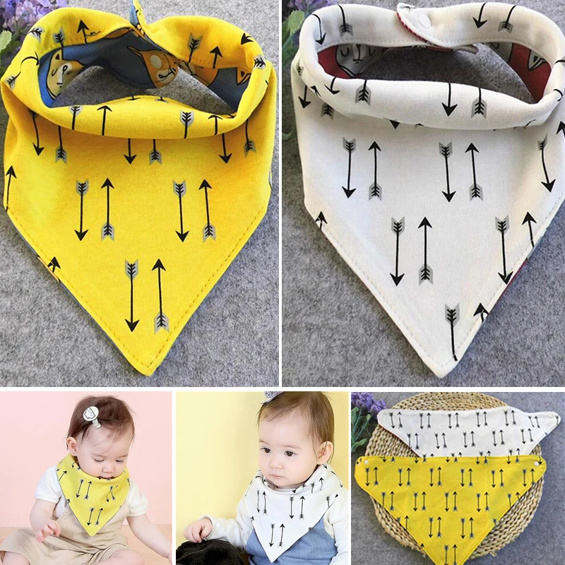 

Reusable Washable Cotton Baby Scarf Bibs Burp Cloth Print Arrow Girls Newborn Bibs Adjustable Boys Meal Bib Infant Saliva Towels