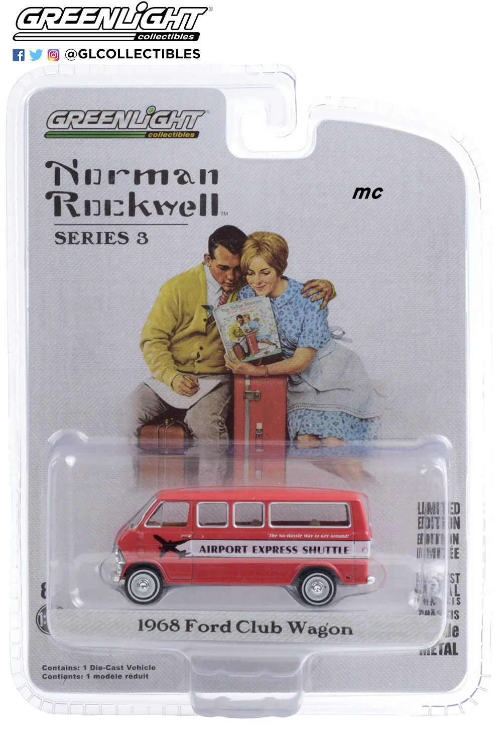 GreenLight 1:64 1968 Ford Club Wagon Solid Pac сплав модель автомобиля металлические игрушки для