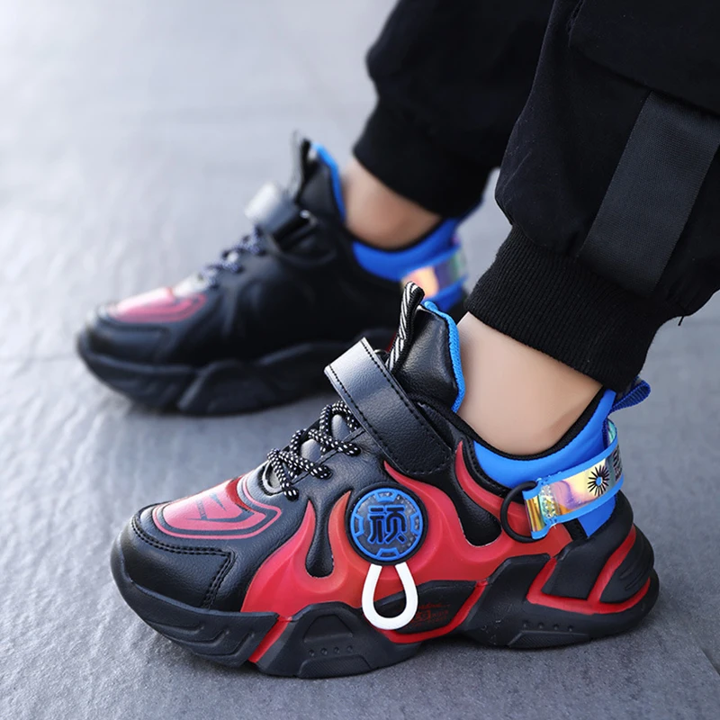 

Comfortable Waterproof Leather Kid's Sneakers Boy Casual Athletic Running Jogging Girls Sports Shoes Thick Sole 28-40 For Women