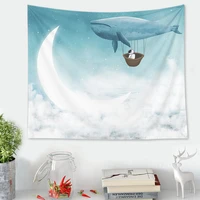 7395 cartoon whale hanging tapestry decorative childrens room sofa background wall cute animal sun moon tapestry decor balcony