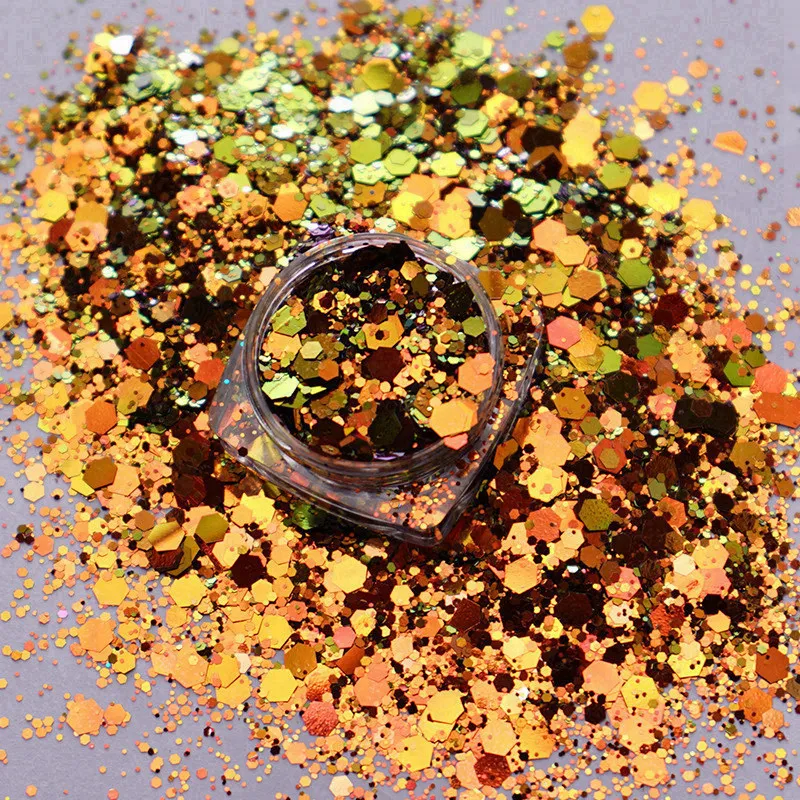 10 г Хамелеон Смешивание цвета массивный микс шестигранный блеск для ногтей