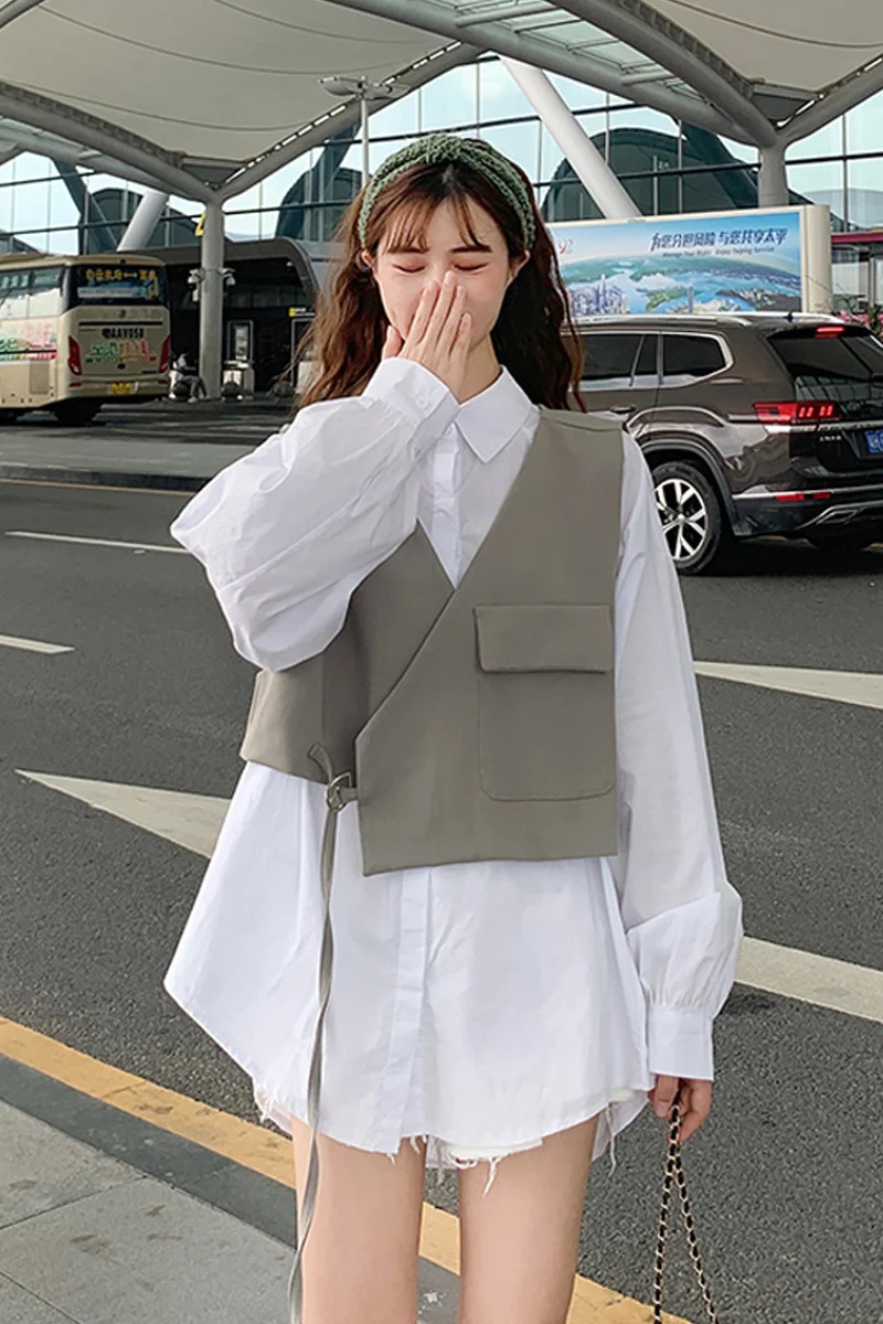 Fashion Shirt Suit Women's Spring And Autumn 2021 New Small Vest Two-piece Set | Женская одежда