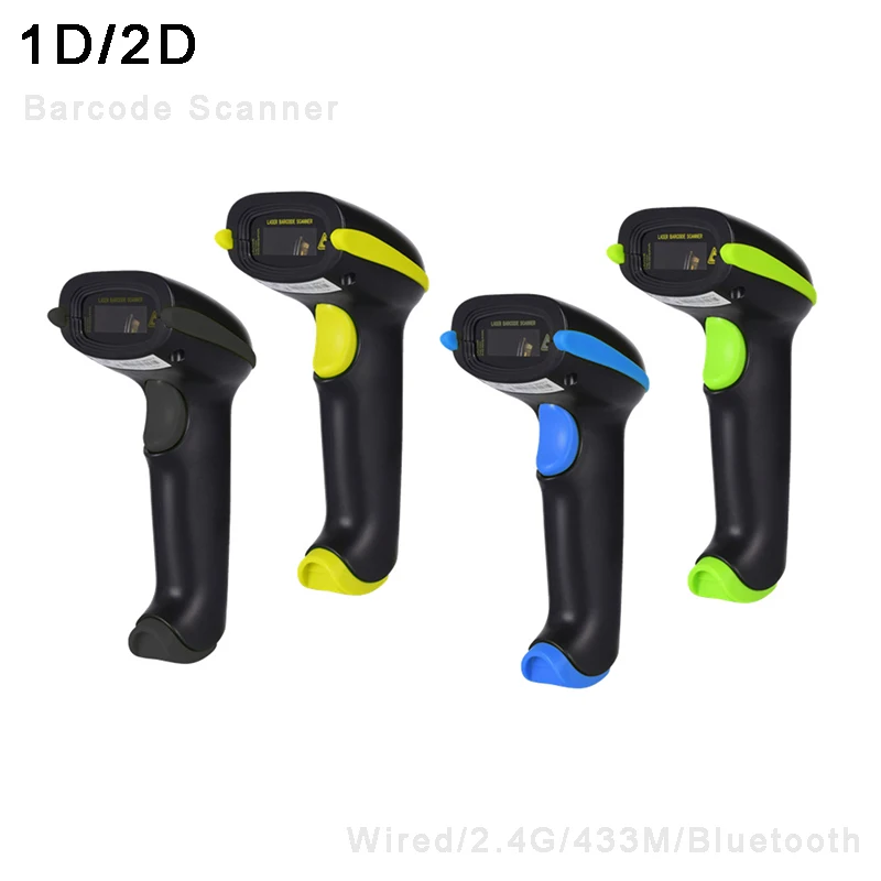 

Wireless Barcode Scanner 2.4G 433M Bluetooth 1D 2D Code Reader Laser Scanner for POS System Supermarket Retail Drop Shipping