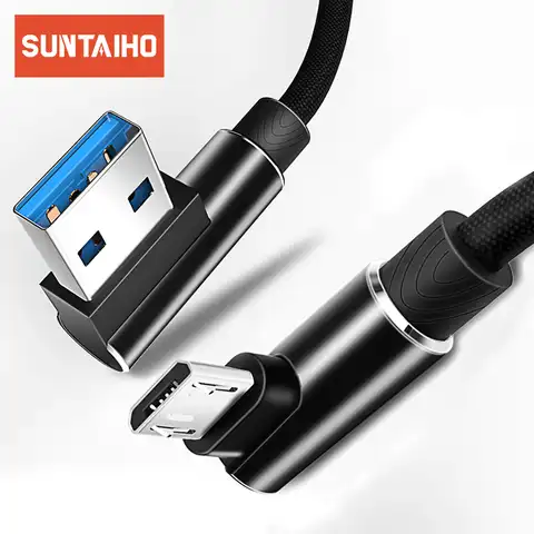 Micro USB кабель 2A быстро Зарядное устройство кабель USB шнур Suntaiho 90 градусов локоть нейлон плетеный кабель для передачи данных для samsung/sony /Xiaomi те...