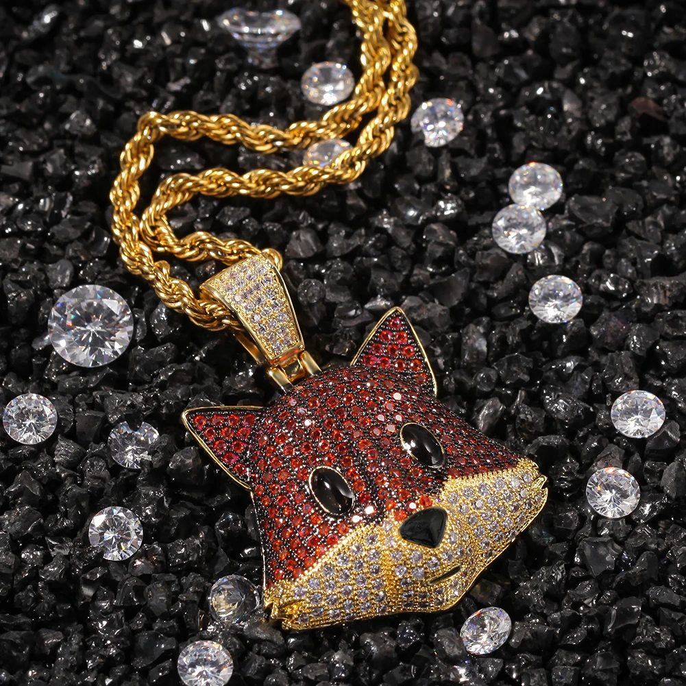 UWIN лиса Полный CZ кулон милый Bling медный материал ожерелье цепь Модные ювелирные изделия Хип-хоп