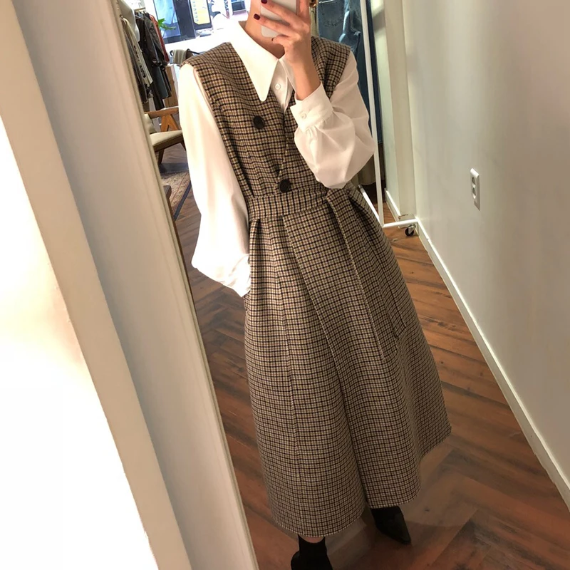 Женская рубашка с длинным рукавом и заостренным воротником [EWQ] осенняя +