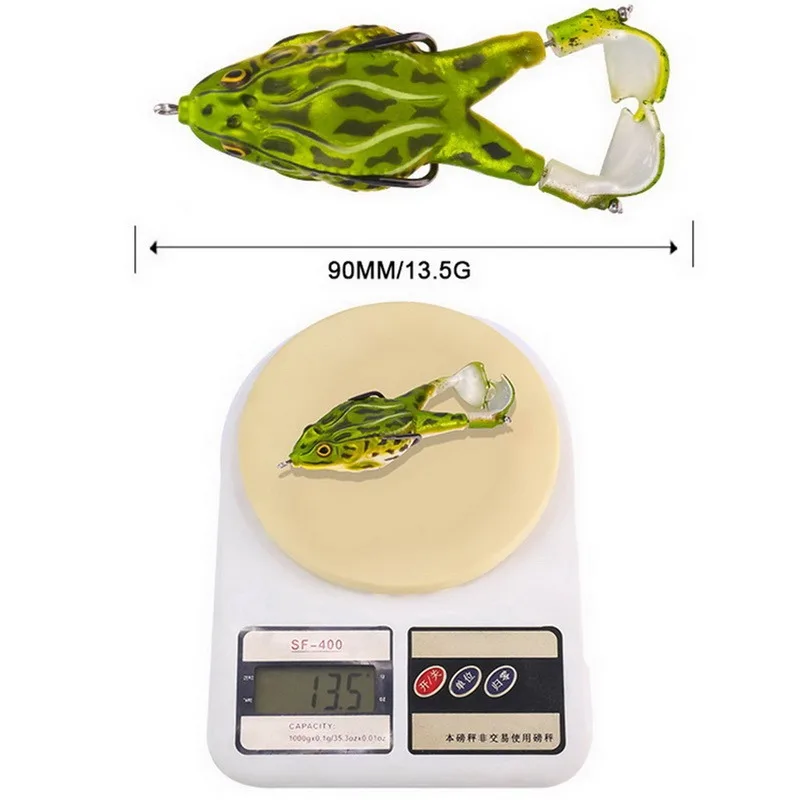 

1PC Fishing Lure Double Propeller Frog Soft Bait Silicone 90mm/13.7g Artificial Crankbait Wobbler Jig Trolling Soft Lure Wobbler