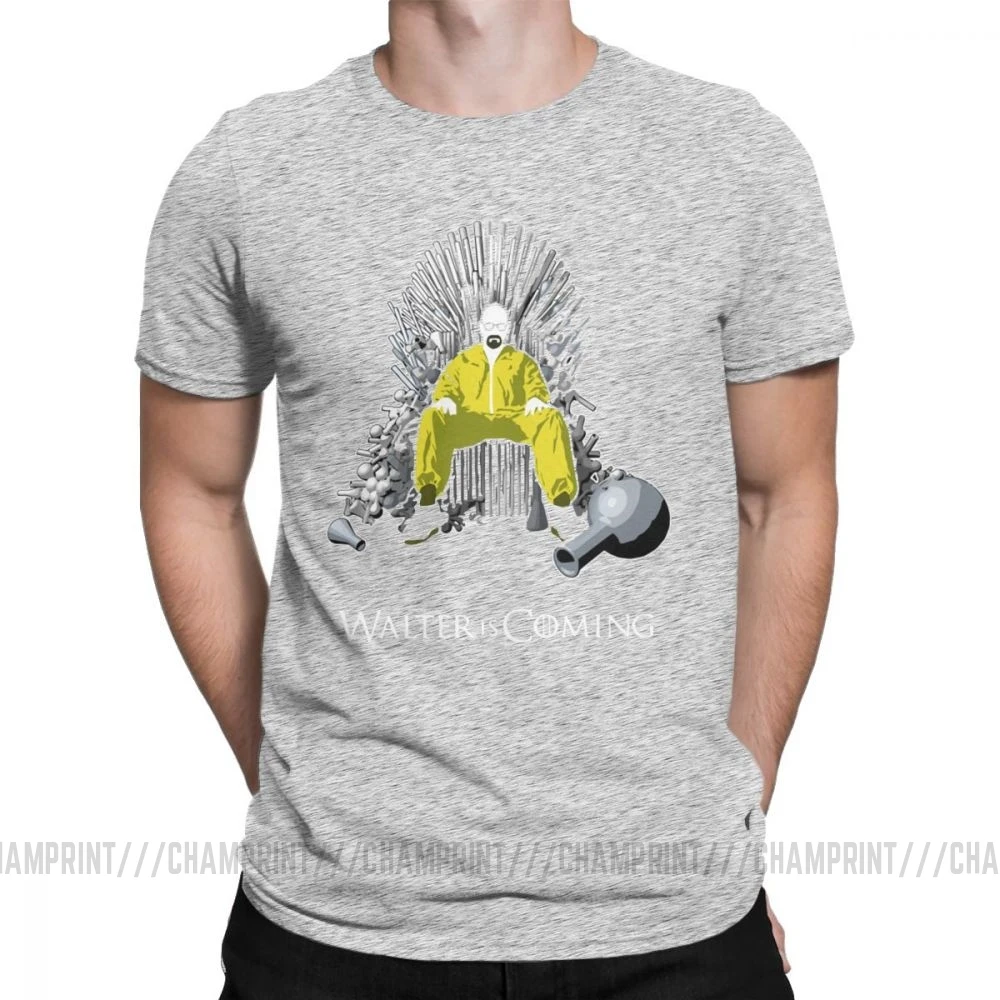 Walter Is Coming Breaking Bad X Game Of Thrones мужские Футболки Уличная хлопковая футболка с короткими рукавами классическая одежда - Цвет: Серый