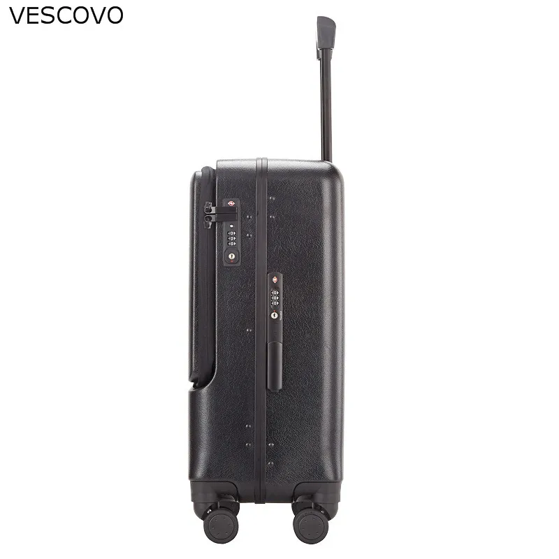 

VESCOVO 20"24"inch Business laptop trolley suitcase on wheels ABS+PC waterproof rolling luggage travel bas for tip
