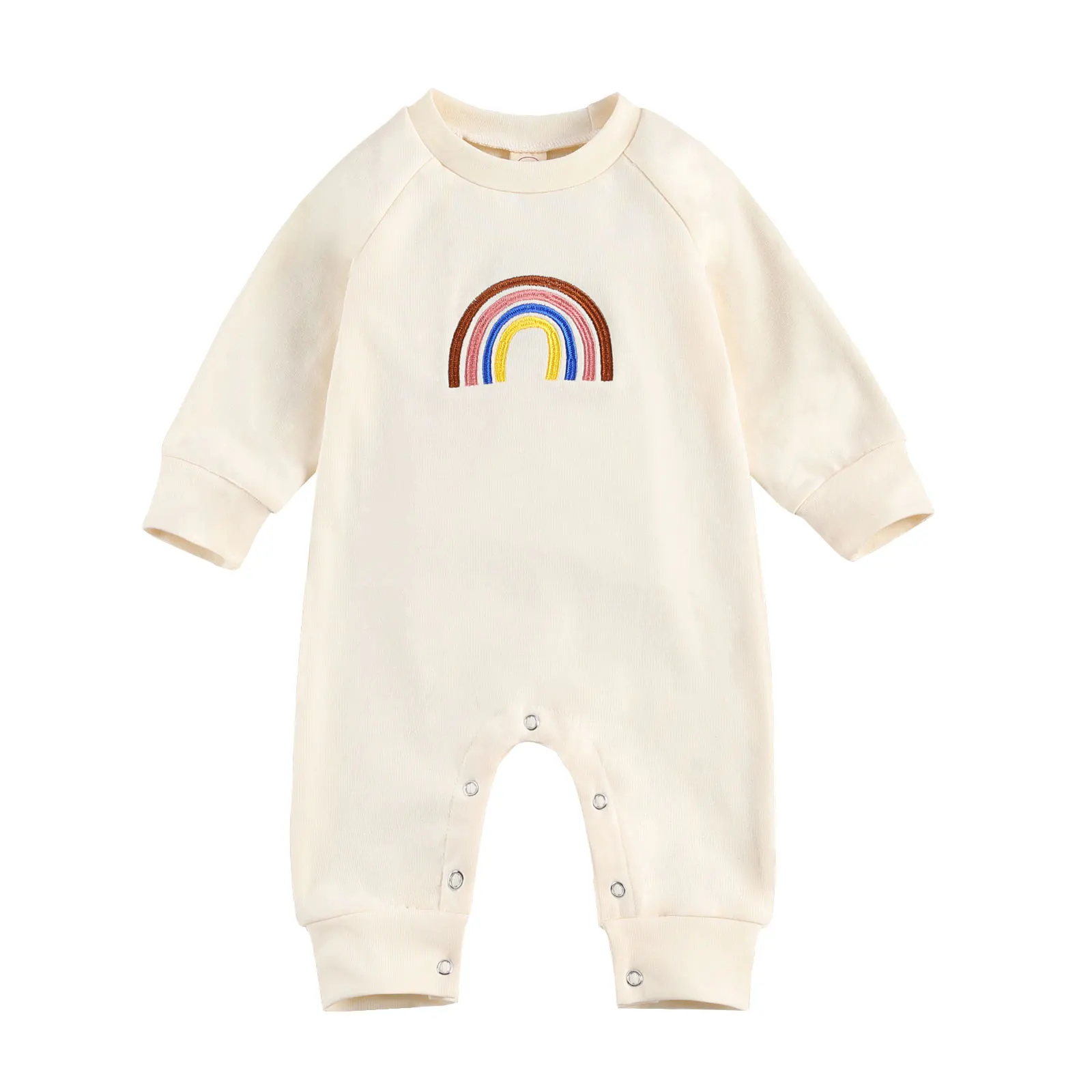 

Children's rainbow-decorated solid color one-piece, cotton warm home clothing