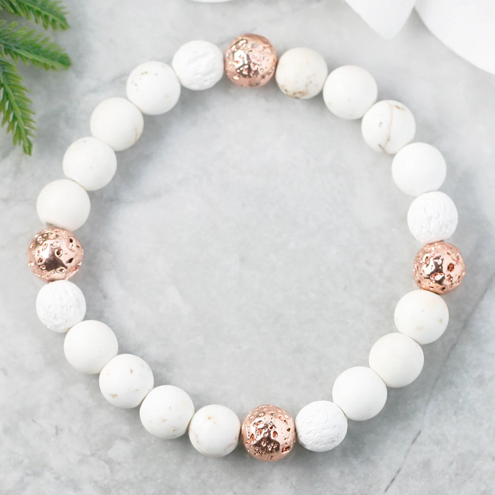 MG0957 8 мм белый Лава эфирное масло диффузор энергии браслет тревога облегчение