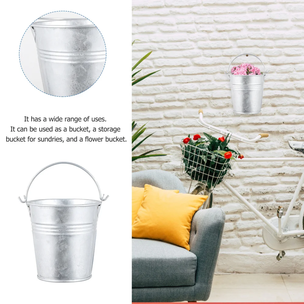 

5pcs Simple Home Storage Bucket Chic Flower Bucket Portable Iron Bucket