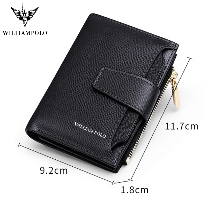 Мужской короткий кошелек из натуральной кожи WILLIAMPOLO модный компактный воловьей