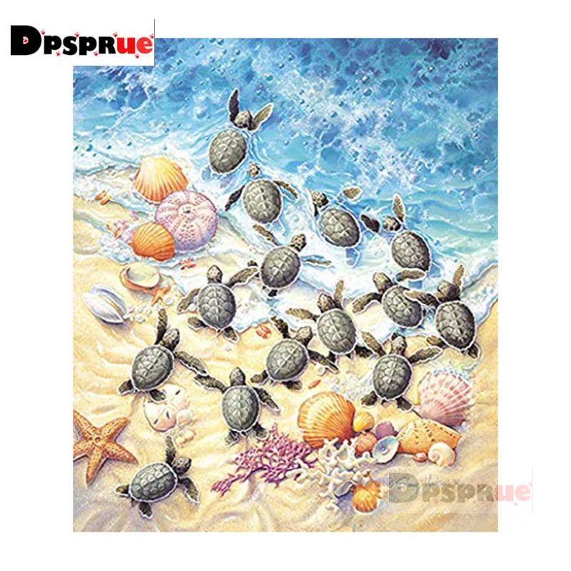 

Dpsproue 5d, полный набор, сделай сам, квадратная/круглая Алмазная картина, вышивка крестиком, маленькая черепаха, 3d круглая вышивка, мозаика, домашний декор, подарок Dk02
