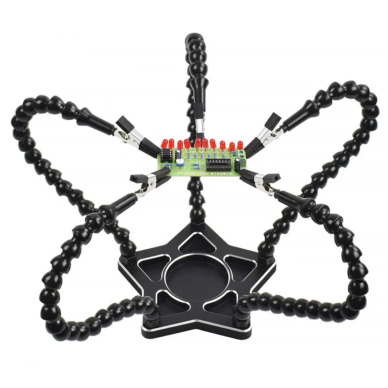 Black Welding Stand NEWACALOX держатель для паяльника 5 шт. гибкие руки помощи 3X USB увеличительное стекло настольная лампа паяльная станция DIY сварочный инструмент - Цвет: Black Welding Stand