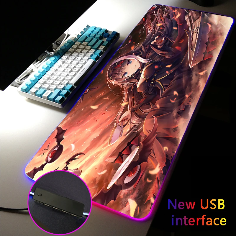 

Anime Girl RGB Mouse Pad USB Hub Azur Lane MousePad Carpets Rugs Four USB Docking Dock Typec Interface Multi-interface Desk Mat