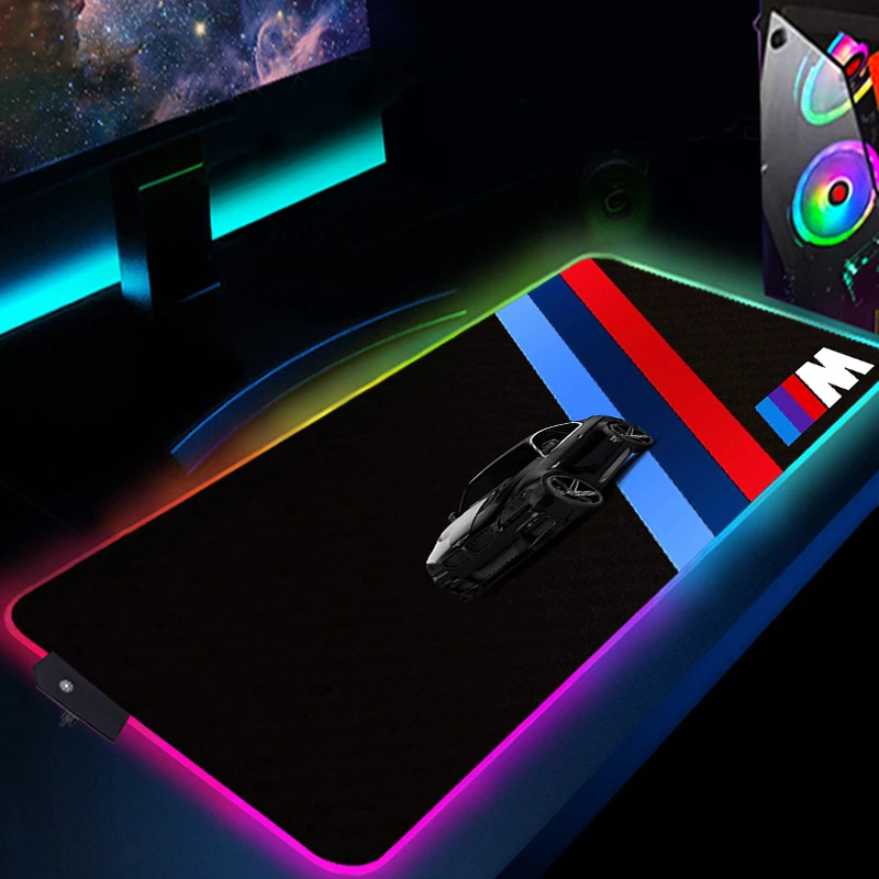 

RGB Anime Mouse Pad Cool Car Gaming Mousepad BMW Mouse Mat Gaming Accessories Dsek Mat Large rubber mousepad Computer Laptop Pad