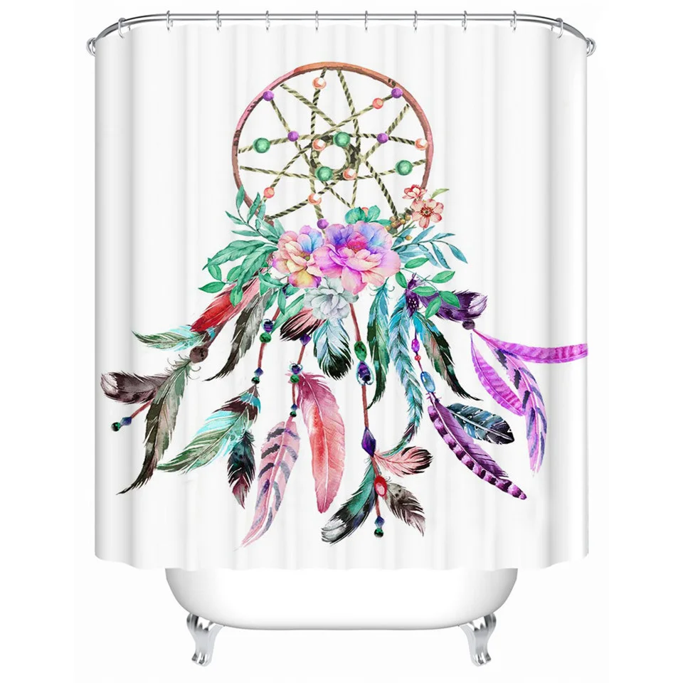 Постельные принадлежности Outlet Dreamcatcher декоративная занавеска для душа Водонепроницаемая Акварельная богемная занавеска для ванной с крюком для ванной комнаты 180x180
