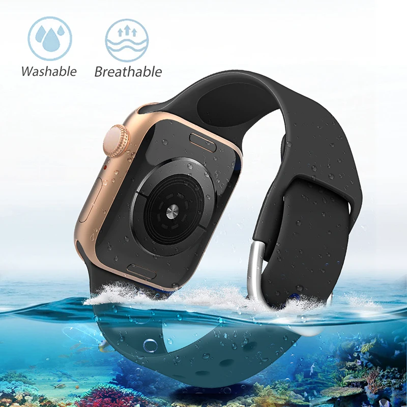 Ремешок для часов Apple Watch Series 6 5 4 3 2 резиновый спортивный силиконовый ремешок iwatch SE