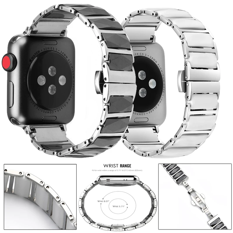 

Ремешок керамический для Apple Watch Band 5 4, браслет для смарт-часов iWatch Series 5 4 38 мм 42 мм, 44 мм 40 мм