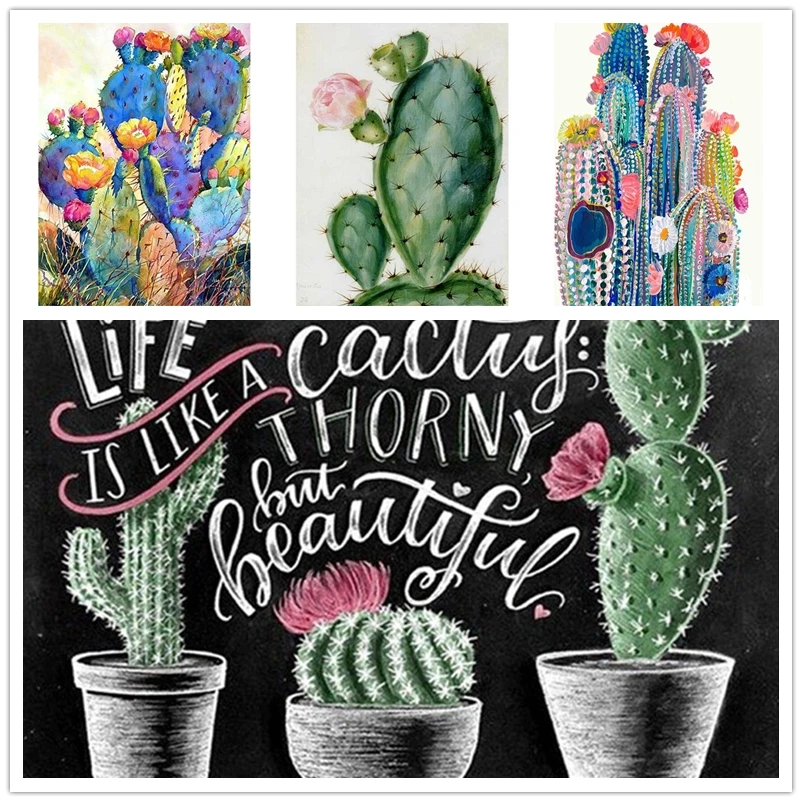 Полный Круглый 5D алмазная картина цветок кактуса Алмазная Вышивка дисплей