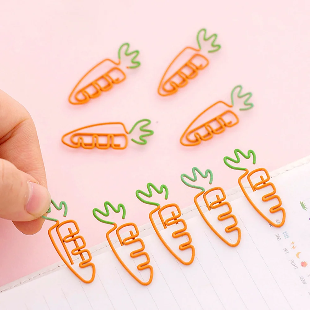 

10 Pcs Carrot Shape Paper Clip Cartoon Pin Stationery Clip Birthday Gift