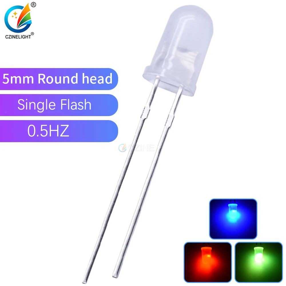 5000pcs/Bag Czinelight  F5 0.5HZ single Flash Emitting Diode 5mm Rgb Milky Flash Led Dip