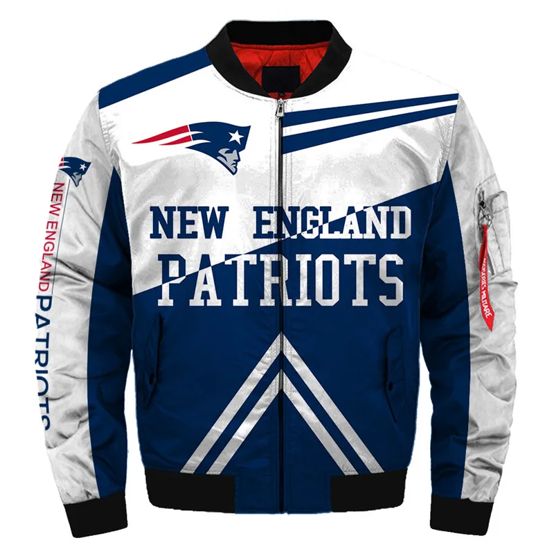 40004 New England Patriots bomber jacket Fashion men's winter coat - Цвет: 40004