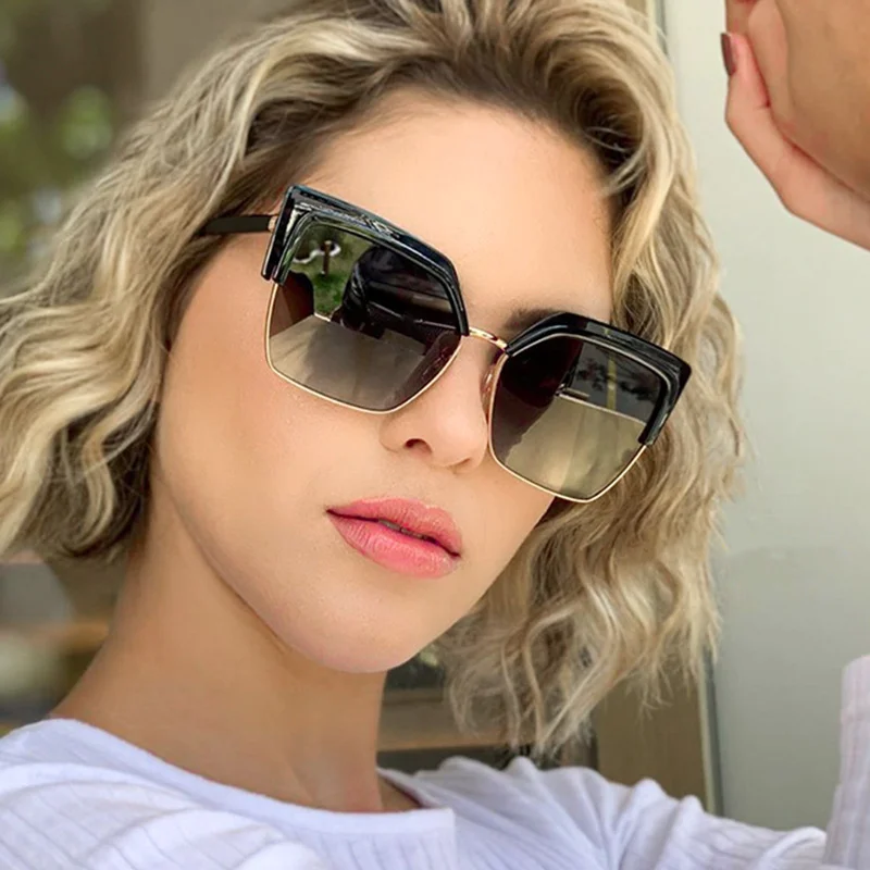 

Sunglasses Ladies Oversized Butterfly Square 2021 Men 2021 Safety For Fishing Car Driving Steam Punk Black Glasses