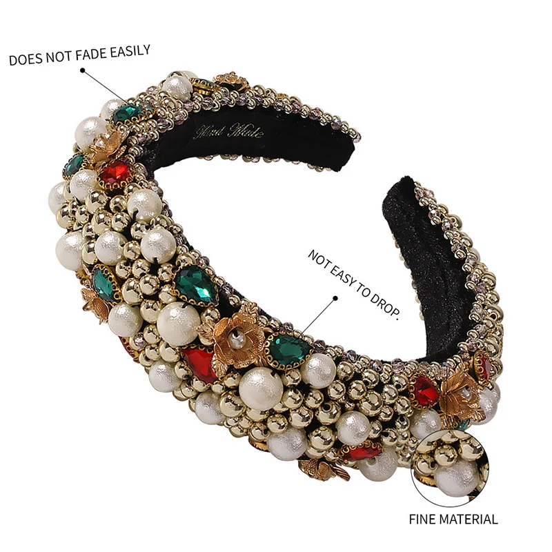 

Women Hair Accessories Pearls Beads Headbands High Quality Full Pearl Padded Hair Hoop Bridal Tiara Wedding Headbands