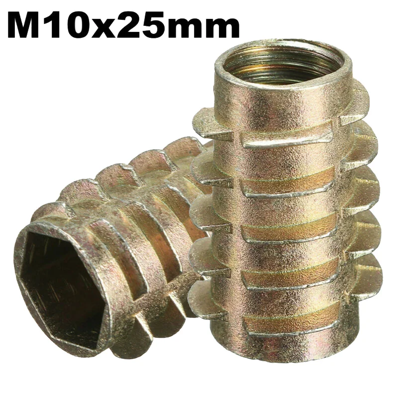 

10pcs Insert Nut Threaded Round Embedded M4 M5 M6 M8 M10 Hex Drive Screw Thread
