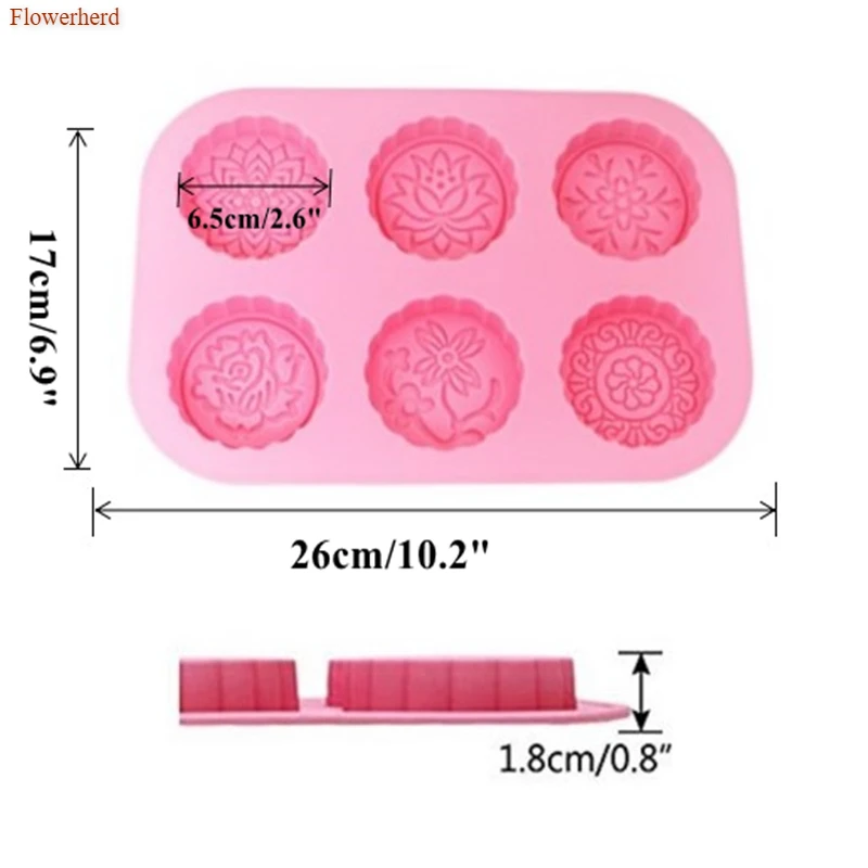 6-полость вокруг и квадратной формы мыло силиконовая форма для изготовления